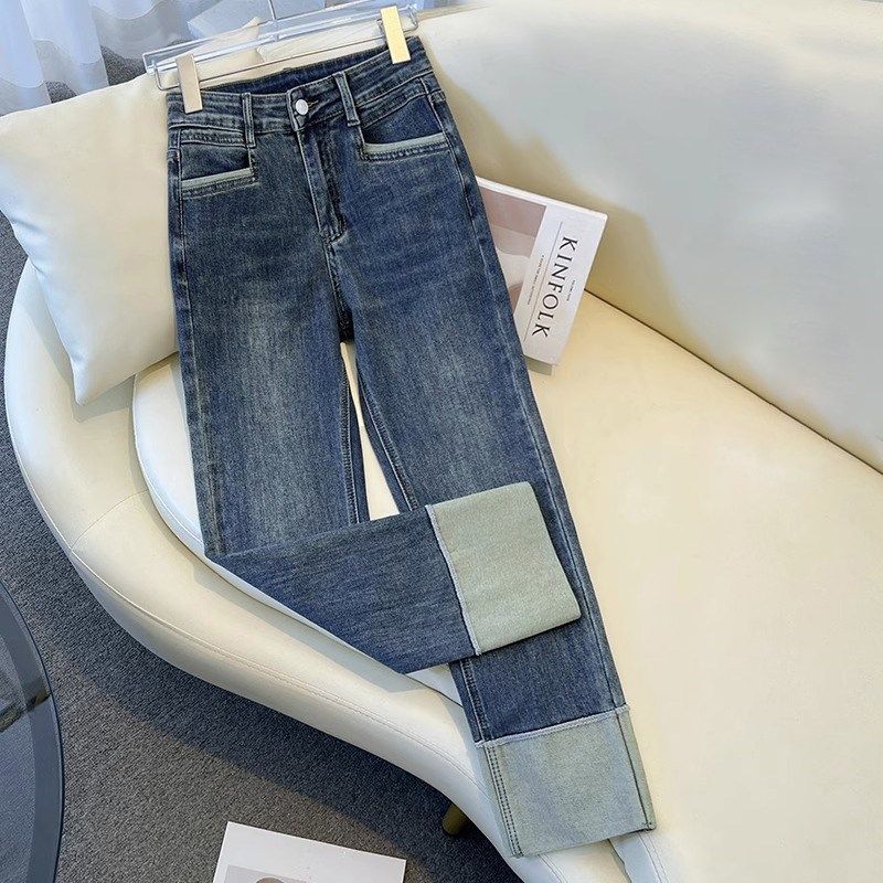 175高个子加长裤子180烟管牛仔裤女春秋爆款法棍裤子直筒裤