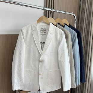 轻商务 轻奢轻薄抗皱单西西装 春季 外贸时尚 外套 男士 泡泡纱肌理