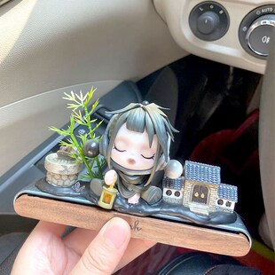 泡泡玛特庭前墨梅系列停车挪车临时电话号码牌摆件车载手机留号器