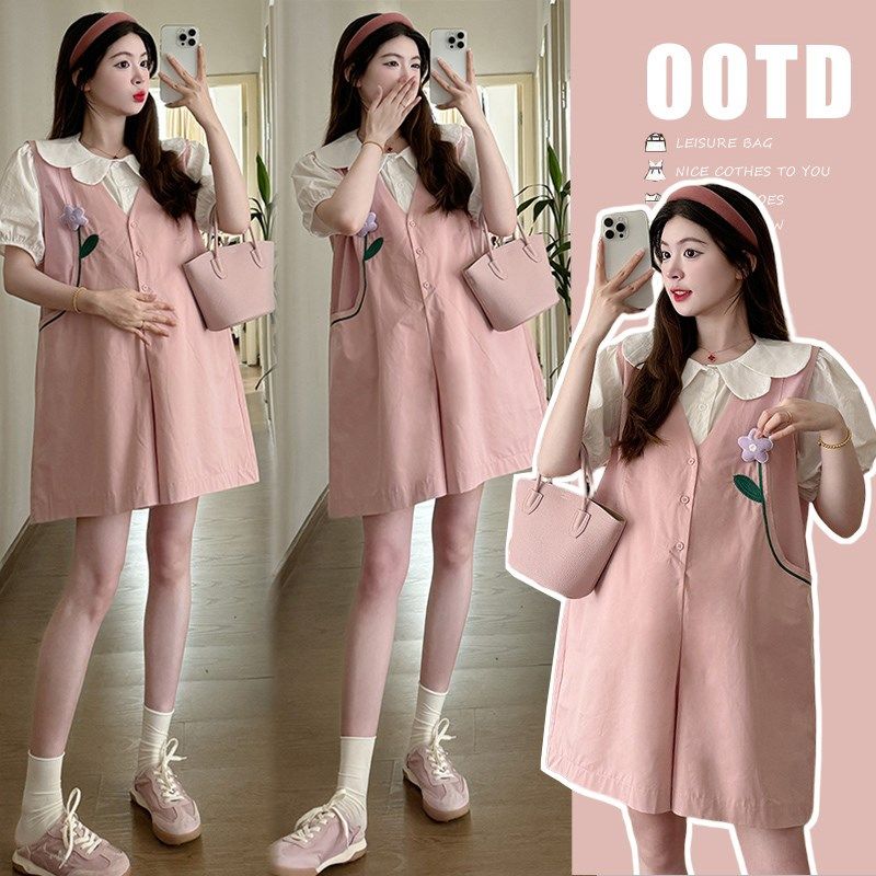 孕妇装2024夏装新款时尚甜美宽松背带短裤两件套夏季洋气上衣套装,孕妇装/孕产妇用品/营养,套装,淘宝优惠券,粉丝福利购,淘宝优惠卷