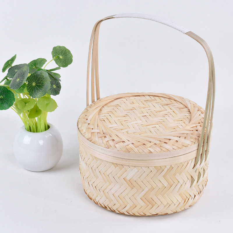 手提篮手工竹篮子礼盒编织装粽子食品水果高档礼品竹包装