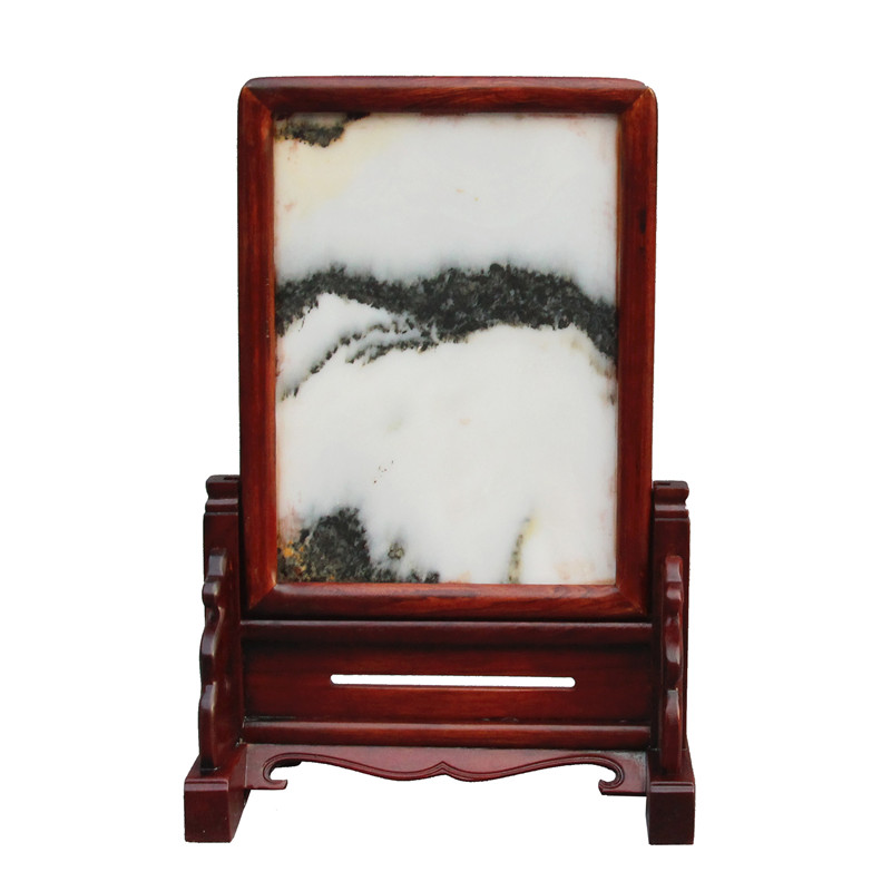 红木大理石插屏台屏屏风 实木雕刻屏风座屏台屏插屏 家居摆件礼品