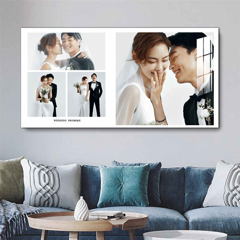 大尺寸全家福九四宫格定制洗照片做成结婚纱照相框挂墙免打孔