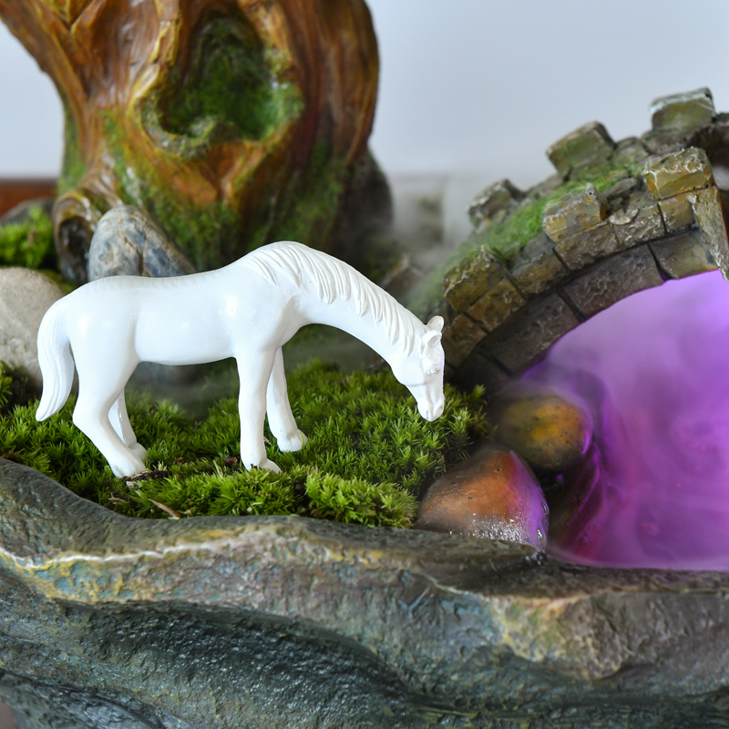 假山流水喷泉摆件玄关办公室仿真迎客松山水盆景上水石循环水礼品