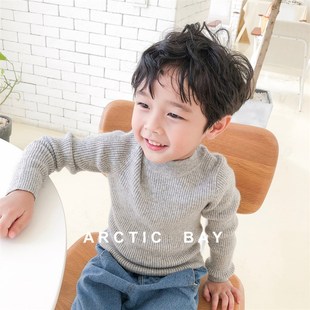 儿童毛衣修身女童纯羊绒衫男童羊毛衫秋冬宝宝针织打底衫白色黑色