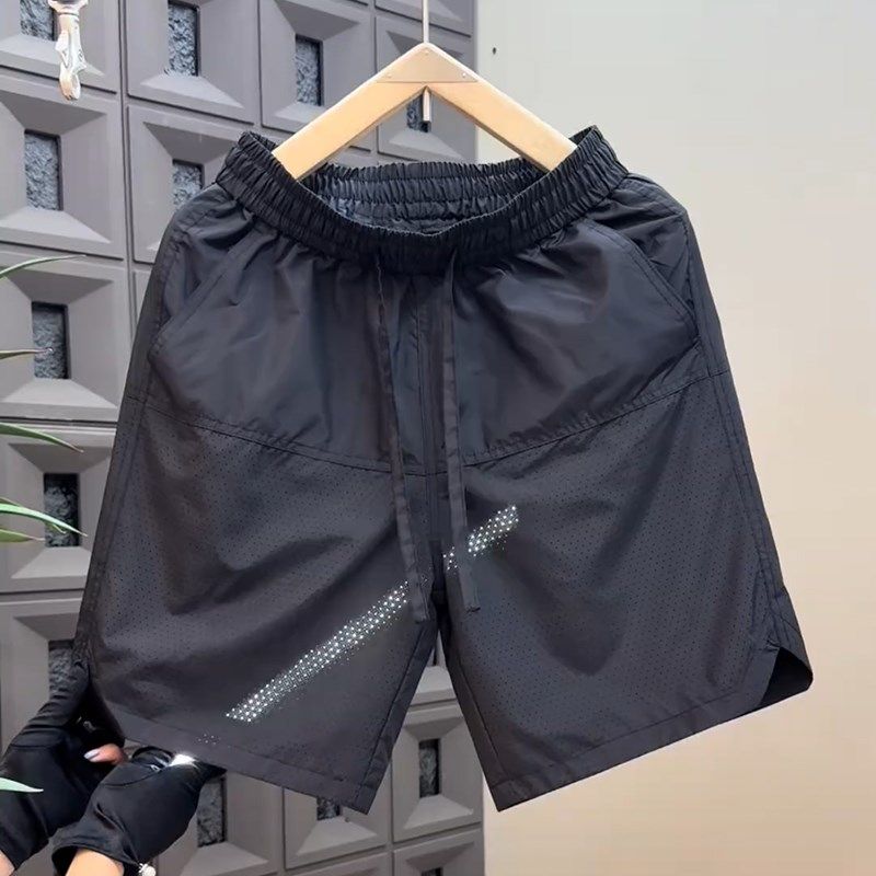 夏季男生运动短裤速干潮流激光打孔直筒冰丝男士五分裤凉感透气潮,男装,短裤,淘宝优惠券,粉丝福利购,淘宝优惠卷