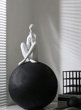 现代简约抽象瑜伽人物雕塑摆件样板房酒店客厅轻奢玄关装置艺术品