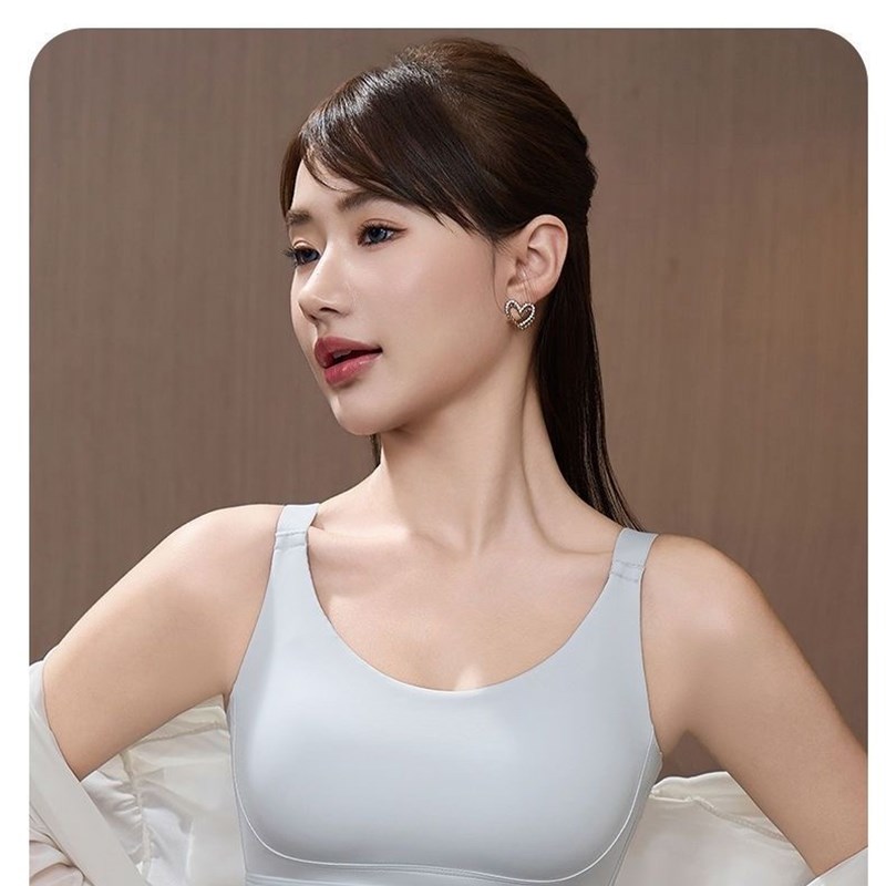 运动内衣女无痕薄款高中生防震固定一体杯上托跑步瑜伽无钢圈文胸