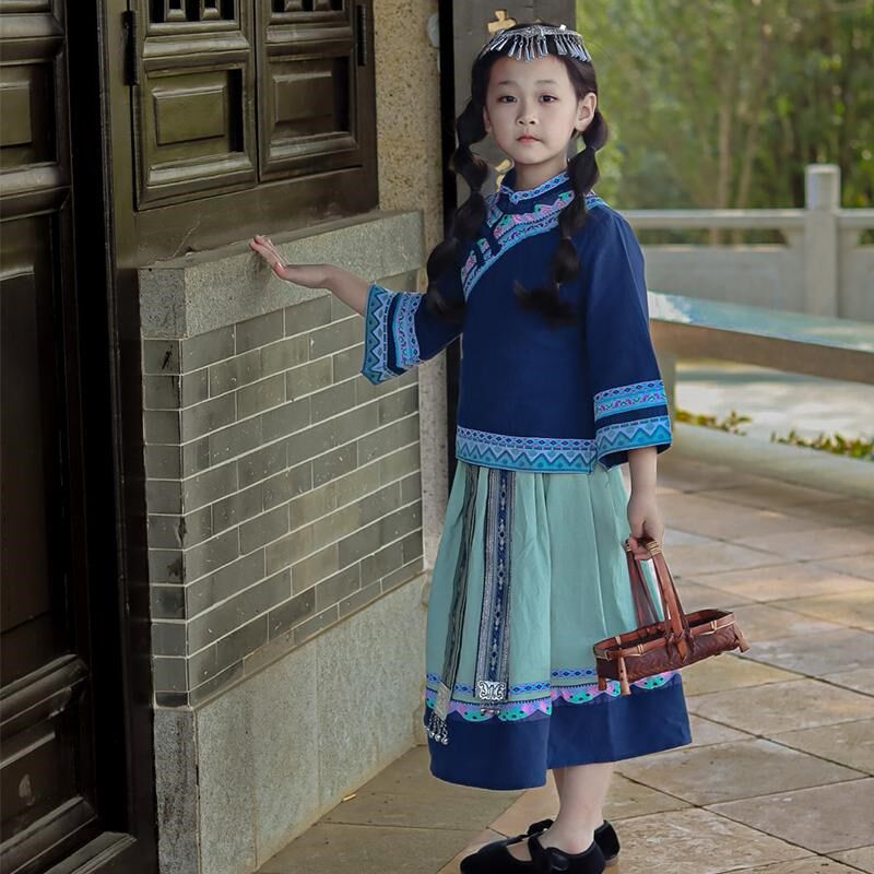 三月三广西壮族服装儿童中长裙棉麻布料少数民族服饰男女童套装新,童装/婴儿装/亲子装,儿童演出服,淘宝优惠券,粉丝福利购,淘宝优惠卷