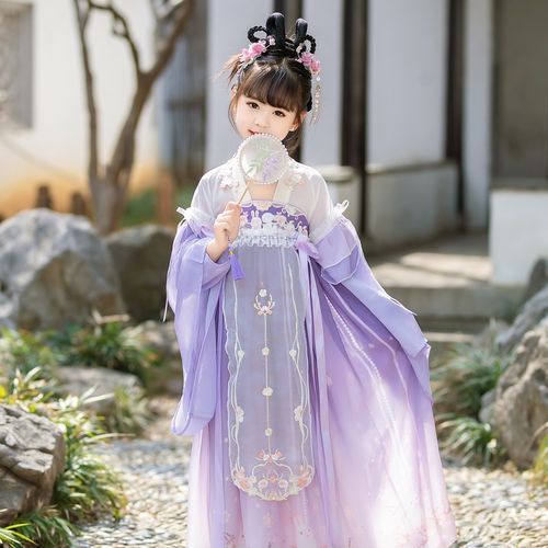 女童春秋季2024新款儿童古风春季小女孩唐装超仙古装连衣裙可拆袖