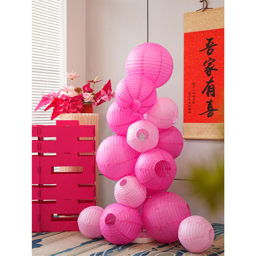 结婚喜字灯笼立柱装饰客厅婚房布置套装订婚礼拍照背景墙婚庆用品