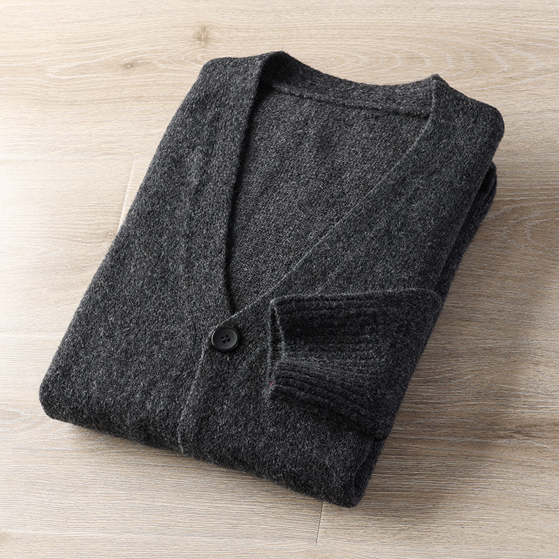 气质有型!100羊毛!温润细腻软糯舒适!秋冬男士V领针织开衫毛衣