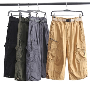 百搭纯色多口袋纯棉工装 新款 裤 休闲七分裤 外贸男装 男裤 2020夏季