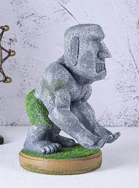 摩艾石像人多功能游戏手柄支架手机支架肌肉人表情桌面装饰摆件