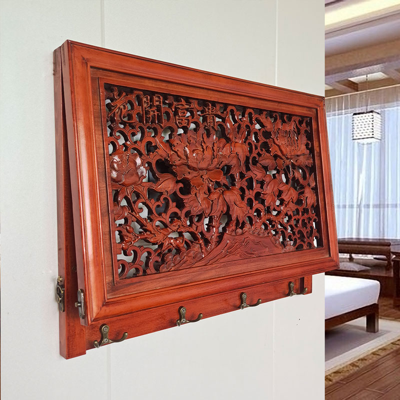 实木电表箱装饰画22新款客厅挂画带衣帽挂钩配电箱电闸盒遮挡箱