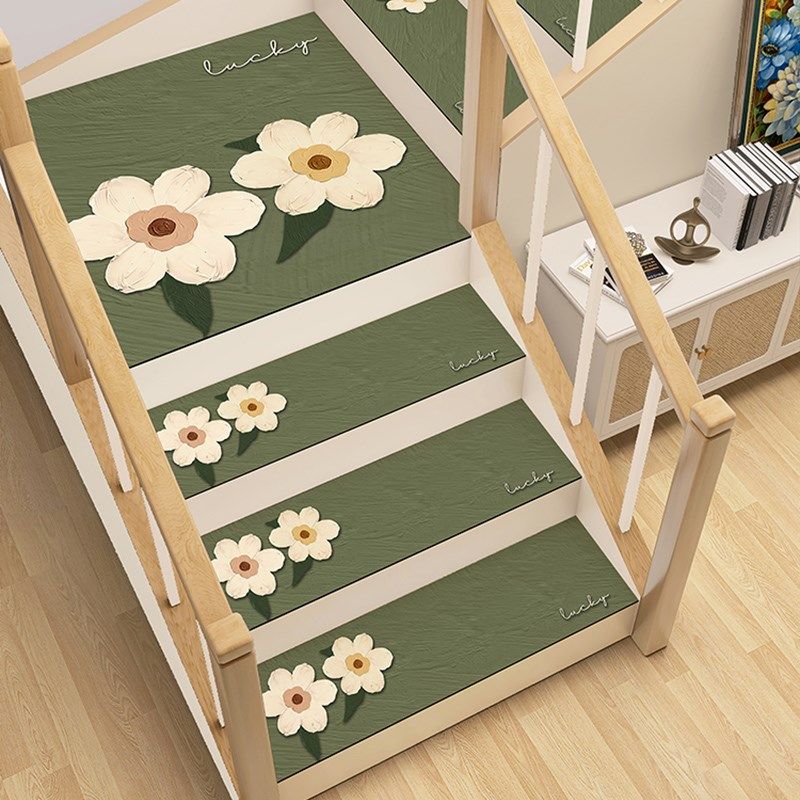 卉奶油风楼梯踏步垫免胶自粘防滑台阶静音垫家用实木楼梯地垫,居家布艺,楼梯垫,淘宝优惠券,粉丝福利购,淘宝优惠卷