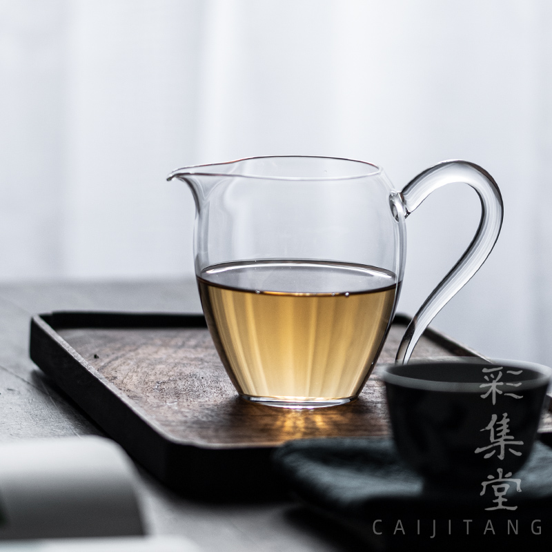 彩集堂 断水利落玻璃公道杯鹰嘴耐热带把手分茶器高透茶海250ml