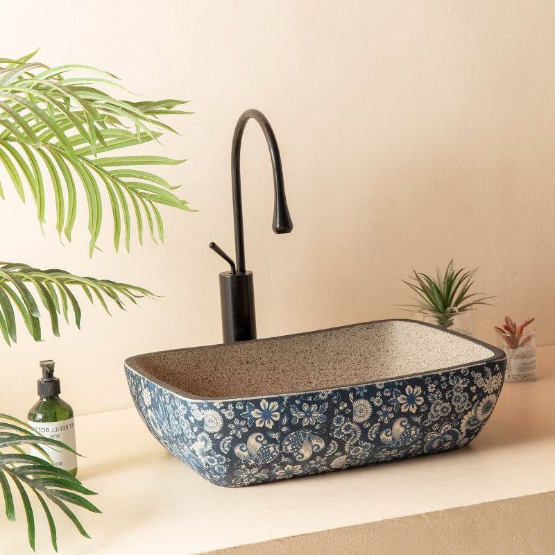 新中式台上盆陶瓷盆小户型卫生间阳台洗手盆单盆网红洗脸面盆家用