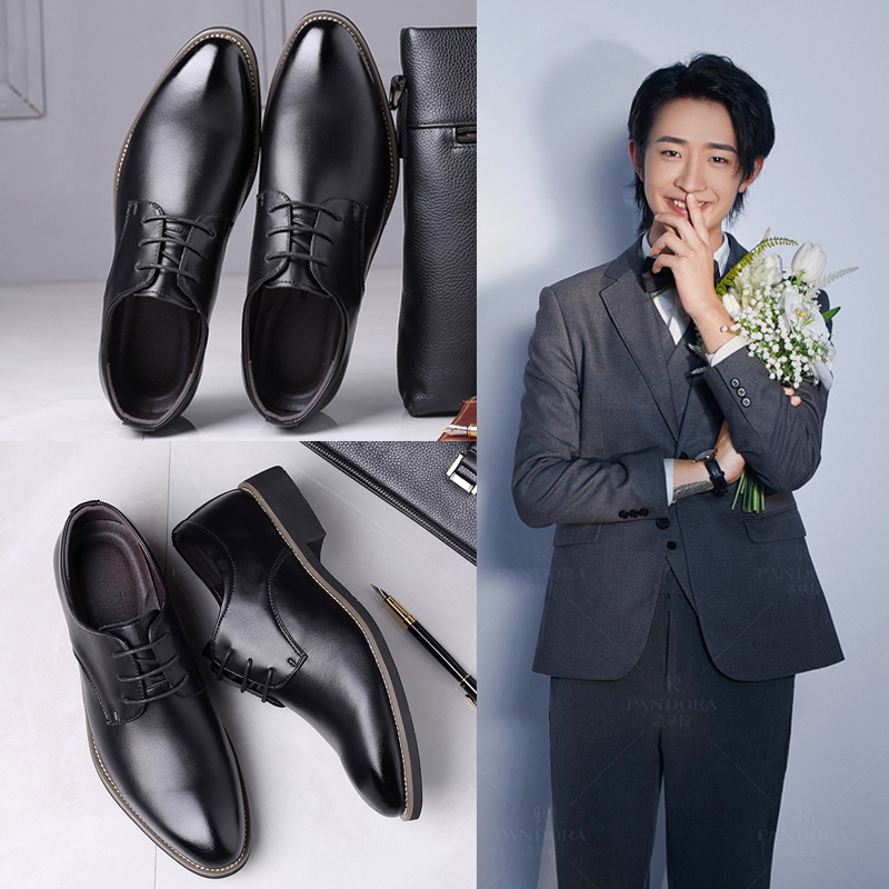 2021款新郎结婚拍婚纱照礼鞋冬天英伦商务休闲皮鞋男士配西装伴郎