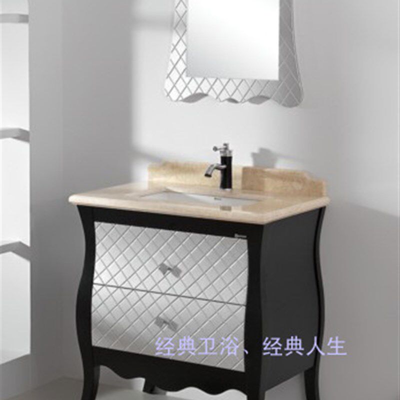 现代简约橡木浴室柜欧式实木卫浴柜洗脸盆柜组合洗漱台盆柜D583