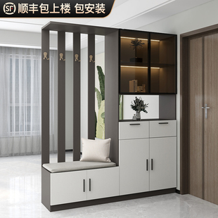 定制玄关柜现代简约进门屏u风客厅隔断新款入实木户鞋柜一体收纳