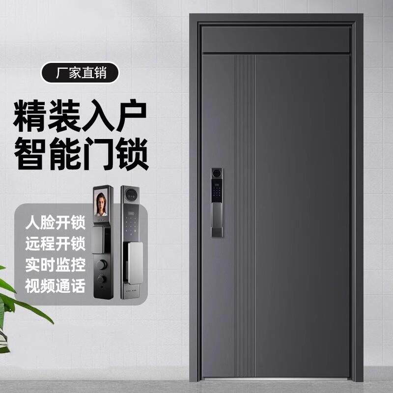 甲级防盗门可适配智能锁锌合金钢板单门子母对开现货别墅安全大门