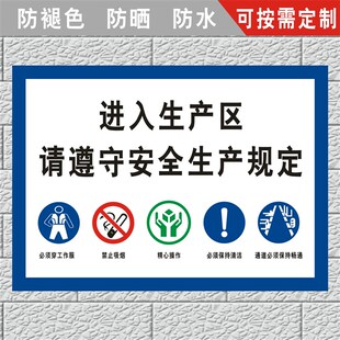 安全警示牌进入生产现场禁止烟火进厂须知车间标识牌遵守公司规定