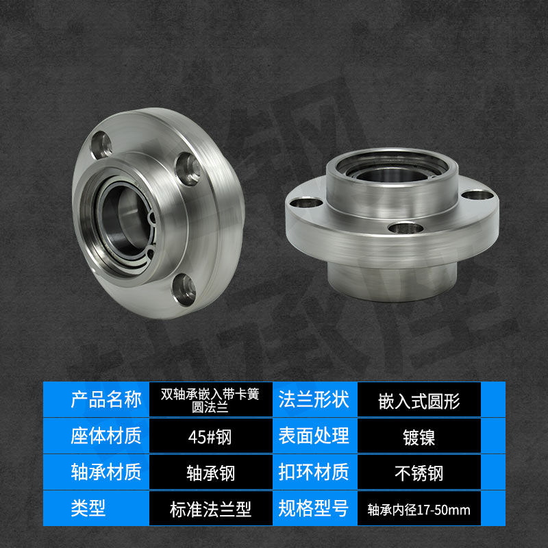 RFD双轴嵌入带卡簧圆法兰组件带座轴承BGRZ BFU32固定轴承座50