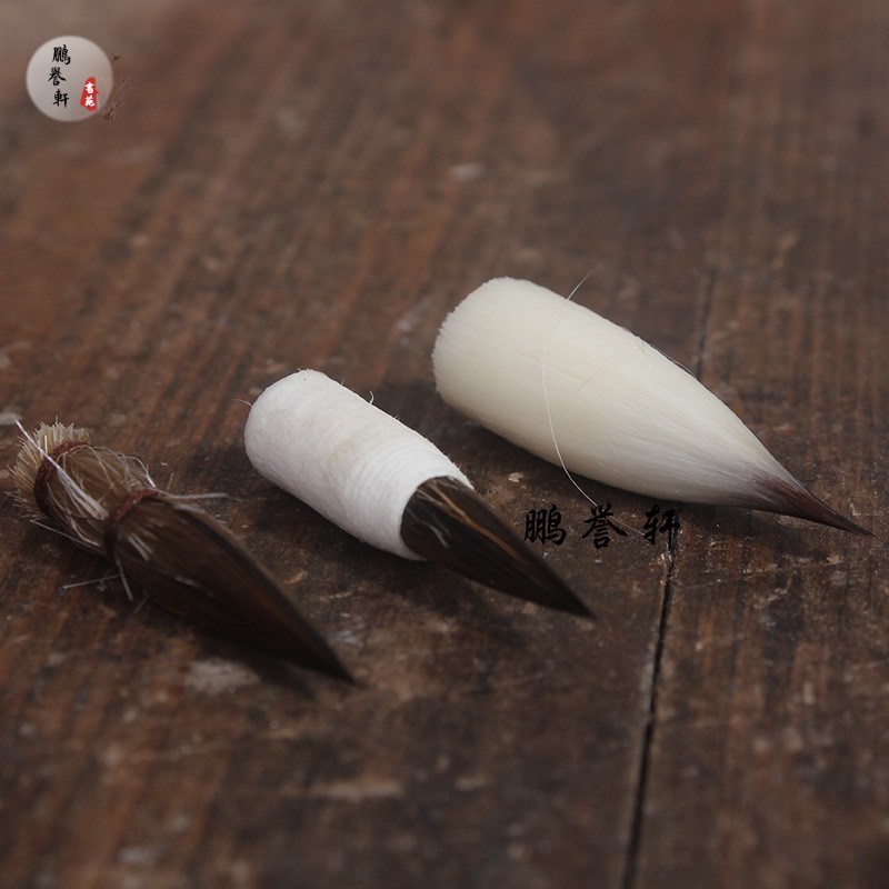 唐代古法缠纸鸡距笔短锋蒜头小楷抄经毛笔仿古雀头笔狼毫紫毫羊毫