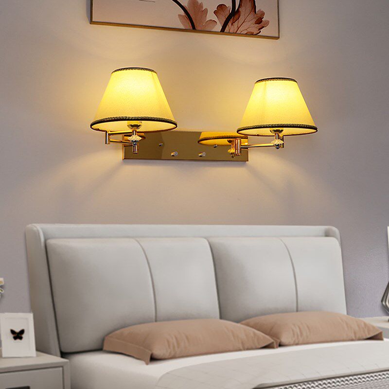 调光LED中间床头墙壁灯卧室书房加大黑色宾馆酒店阅读摇臂 工程