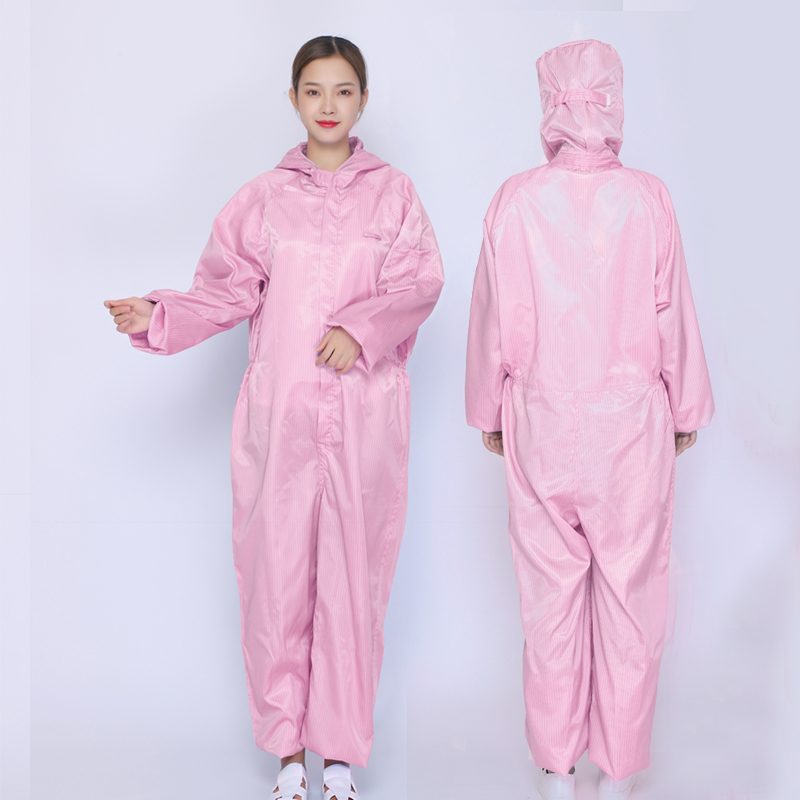 防静电无尘服连体帽连全身喷漆防护服工厂车间防尘服无成服白蓝色