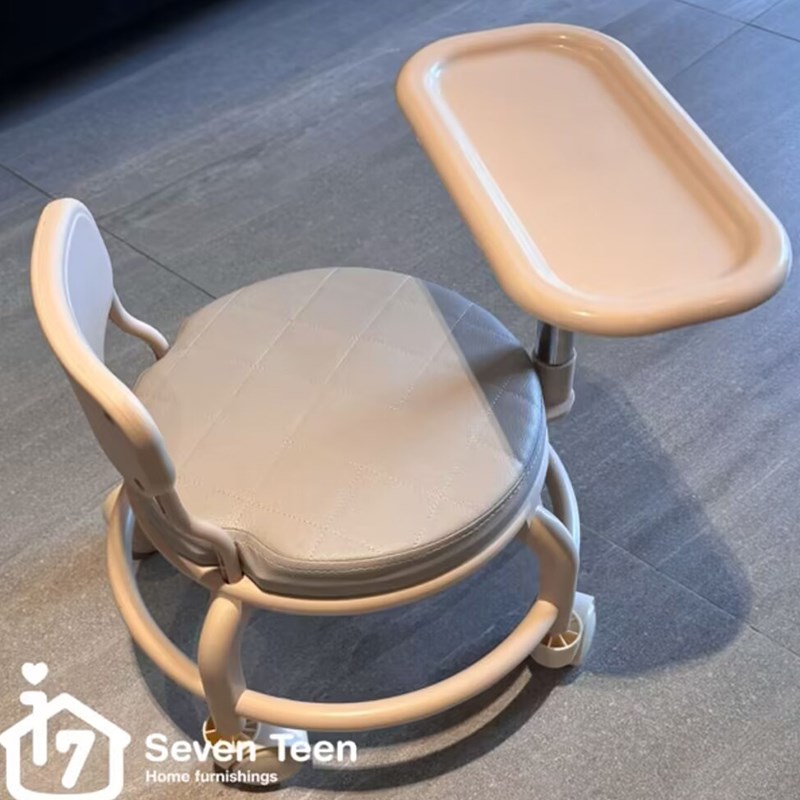 万向轮小凳子软座滑轮矮凳儿童餐椅椅子靠背圆凳家用学习吃饭板凳
