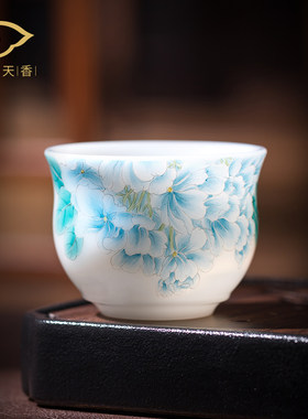 妙莲天香庄晓明老师手绘杯送礼单杯端个白瓷茶杯品茗