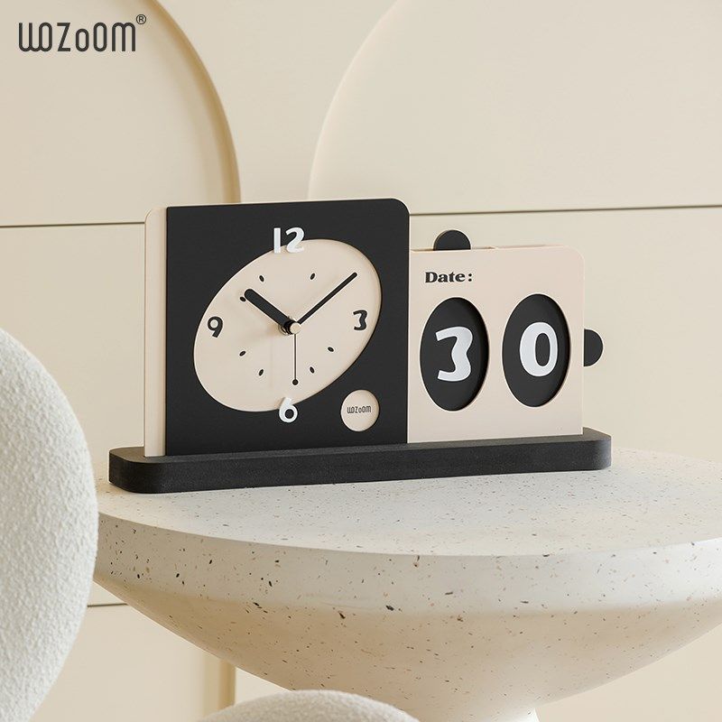 WOZOO屋准现代座钟家居饰品台式客厅级感日历办公桌面,家居饰品,桌面摆件,淘宝优惠券,粉丝福利购,淘宝优惠卷