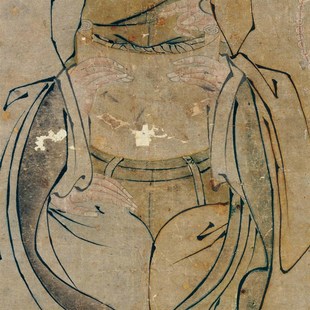 仿古画明朱见深一团和气图卷轴挂画装饰画古代画真迹高复制品