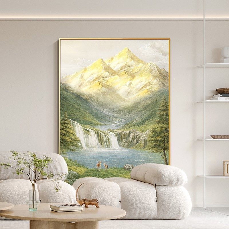 日照金山入户玄关装饰画奶油风山水画客厅沙发背景墙挂画竖壁画,家居饰品,现代装饰画,淘宝优惠券,粉丝福利购,淘宝优惠卷