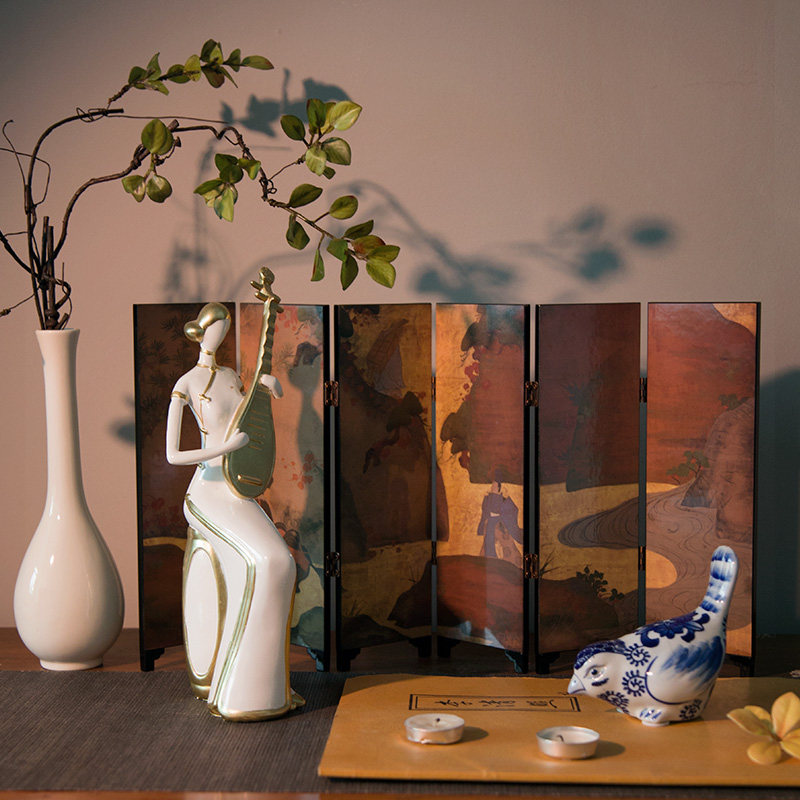 新桌面小屏风仕女艺玄关茶室书房样板间软装饰品,家居饰品,桌面摆件,淘宝优惠券,粉丝福利购,淘宝优惠卷