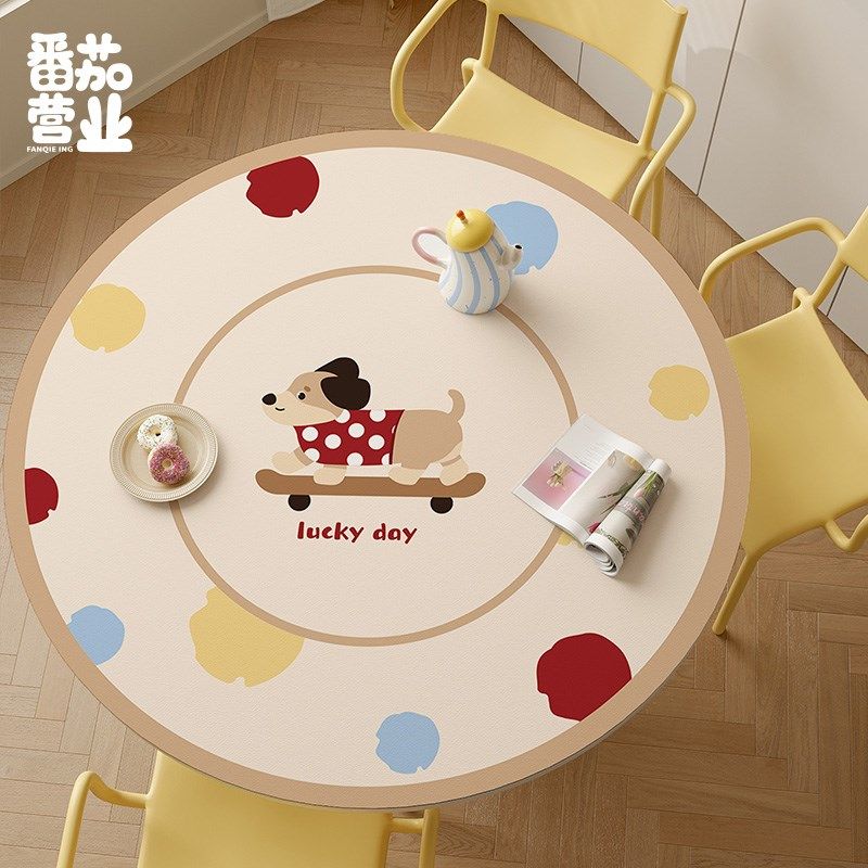 美拉德卡通腊肠狗皮革餐桌垫子家用防水防烫隔热垫桌布圆形茶几垫,居家布艺,桌布,淘宝优惠券,粉丝福利购,淘宝优惠卷