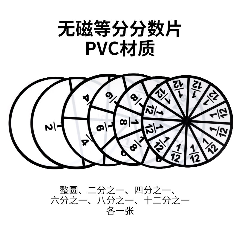 磁性分数问题演示器圆面积测量分割等分计算圆盘片小学数学教学教