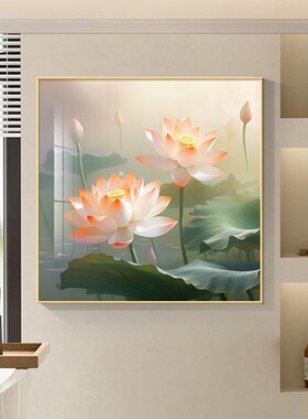 荷挂画适合的门口墙上装饰画洗手间莲净秽厕所浴室壁画