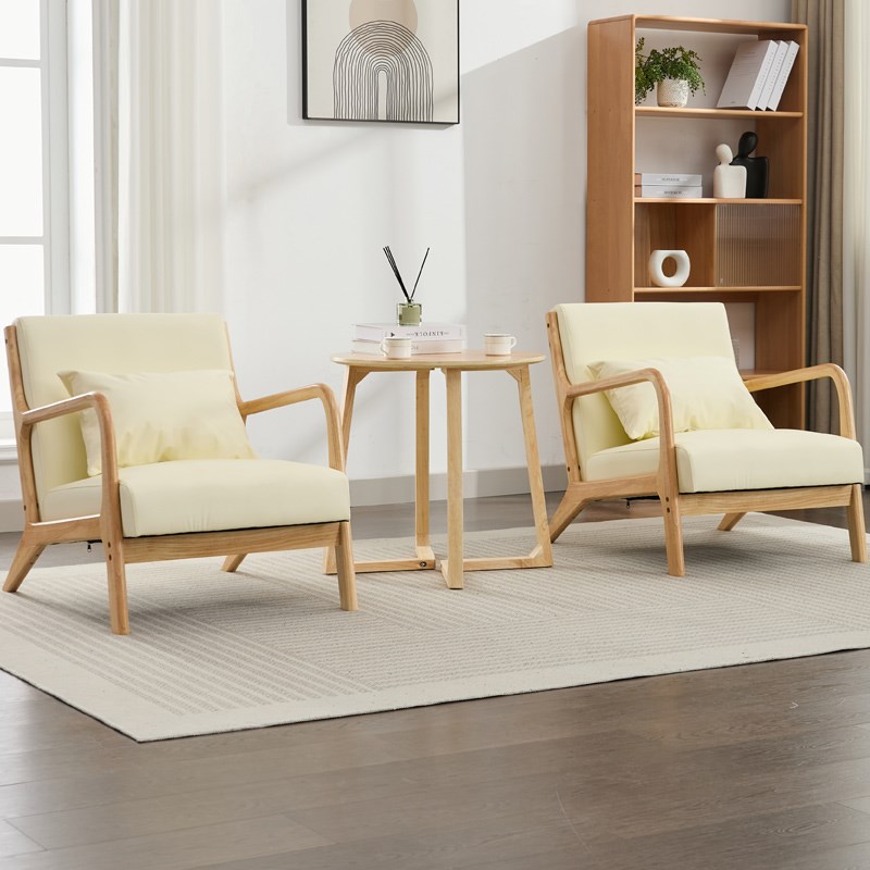 实木沙发椅小户型客厅单人休闲椅家用阳台会客沙发茶几装