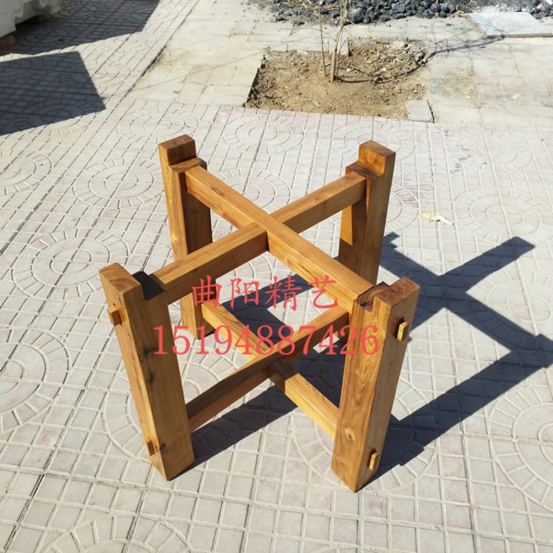 老石磨茶盘实木架子茶海茶几老石槽鱼缸花盆流水景观木架子