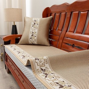 夏季红木沙发坐垫凉席垫实木家具藤席防滑沙发垫木椅子定制