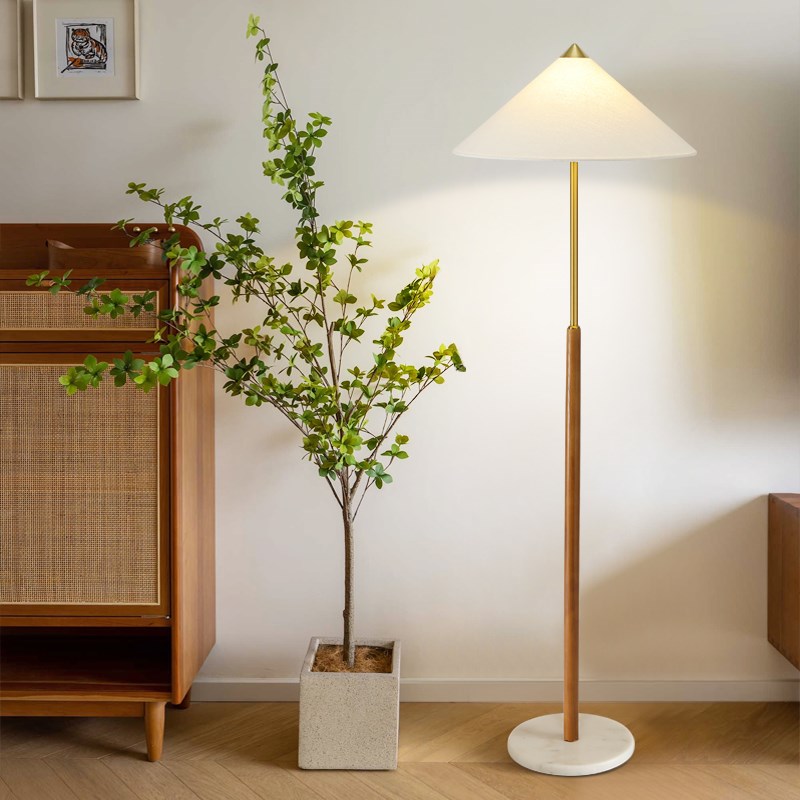 中古风落地灯客厅沙发卧室床头书房设计师款手工藤编罩氛围落地灯