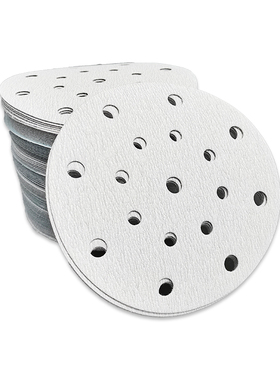 白色寸孔干磨汽车打磨腻子砂碟费斯托磨光机圆盘植绒自粘