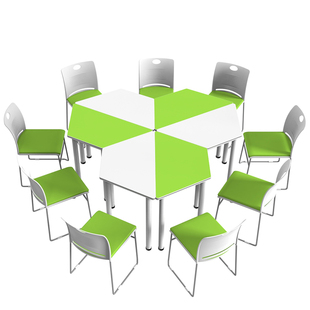 学校课桌椅中小学生阅览实训桌托管培训拼接桌教室六边形桌椅