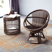 休闲藤椅靠背椅藤椅阳台桌椅旋转老椅天然真藤编织转椅