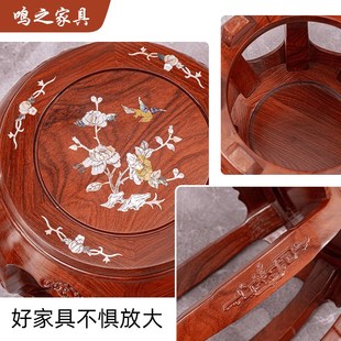 红木鼓凳梨雕古筝凳实木小矮凳鸡翅木家具坐墩绣墩酸枝色