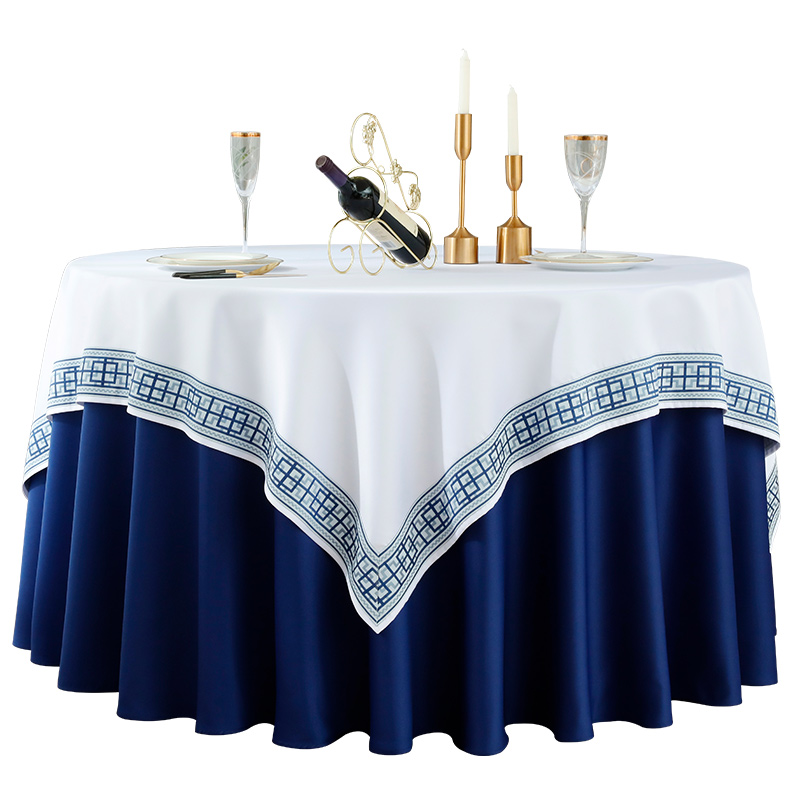 定制酒店桌布单色餐厅会议宴会饭店家用欧式圆形大圆桌小台布布艺