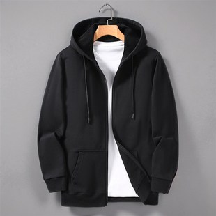 春秋季重磅厚款连帽卫衣休闲加肥加大码肥胖宽松拉链开衫男装外套
